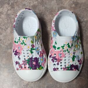 Floral Kids Shoes - White and Multicolor Size C4 Baby Shoes